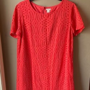 JCrew Coral Eyelet Dress